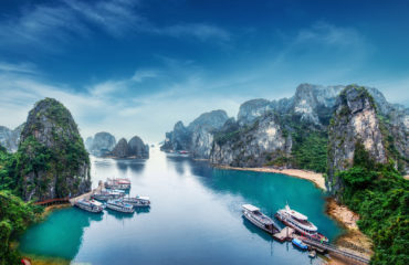 Tourist junks at Ha Long Bay, Vietnam