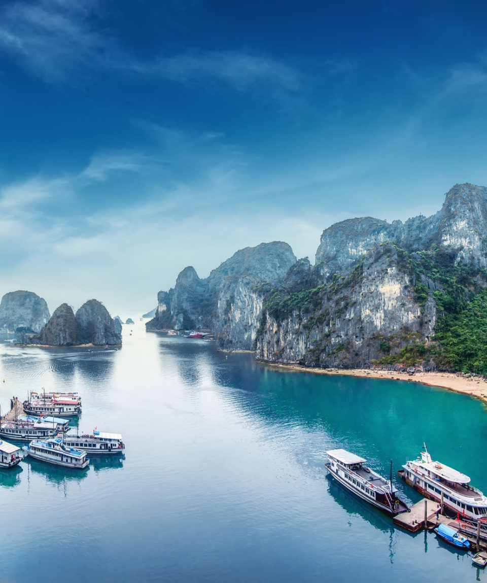 Tourist junks at Ha Long Bay, Vietnam